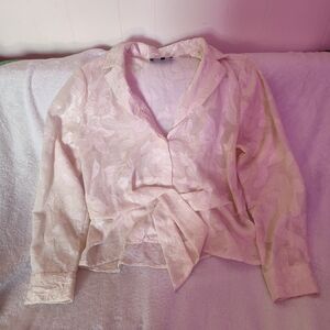 Jones New York Cream Textured Blouse